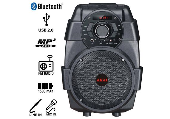 Akai ABTS-806 Φορητό ηχείο Bluetooth με USB, Aux-In και είσοδο μικροφώνου – 10W