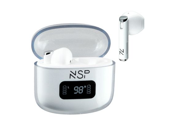 NSP BN550 NSPods Pro Λευκά αδιάβροχα ασύρματα Bluetooth V5.3, Handsfree in-ear ακουστικά IPX4 με θήκη φόρτισης