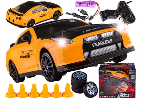 Remote Control Drift Car 2.4GHz 1:24 Scale 4WD 15KM/H με επαναφορτιζόμενη μπαταρία λιθίου - Κίτρινο