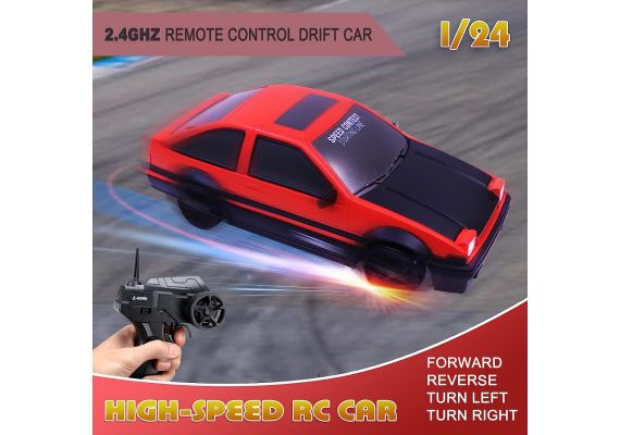 Remote Control Drift Car 2.4GHz 1:24 Scale 4WD 15KM/H με επαναφορτιζόμενη μπαταρία λιθίου – κόκκινο