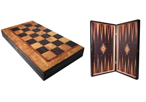Τάβλι-Σκάκι δίχρωμο οξιά με εκτύπωση ελιά 48Χ48cm SuperGifts 501800