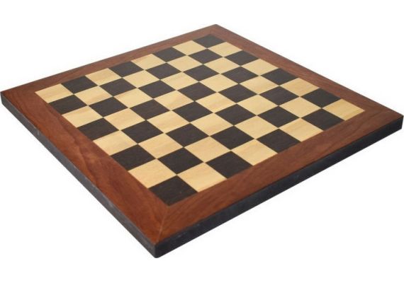 ​Σκακιέρα Ξύλινη από Έβενο 48x48cm με Πιόνια Ξύλινα με Βαρίδιο Μπέζ/Καφέ 95mm σε πουγκί
