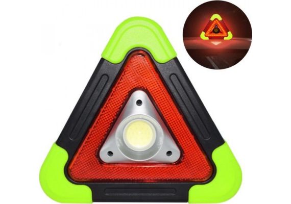 ​Φωτιζόμενο Τρίγωνο Ασφαλείας Αυτοκινήτου πράσινος &  Επαναφορτιζόμενος Φακός Εργασίας Hurry bolt HB-6609