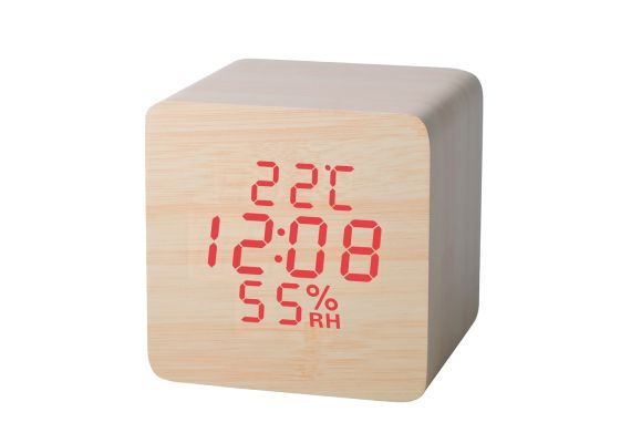 Ξύλινο ψηφιακό ρολόι με ένδειξη θερμοκρασίας και υγρασίας ET515B