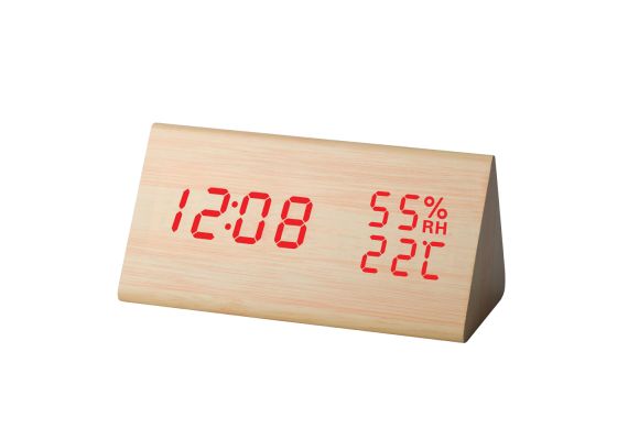 Ξύλινο ψηφιακό ρολόι με ένδειξη θερμοκρασίας και υγρασίας ΕΤ511A