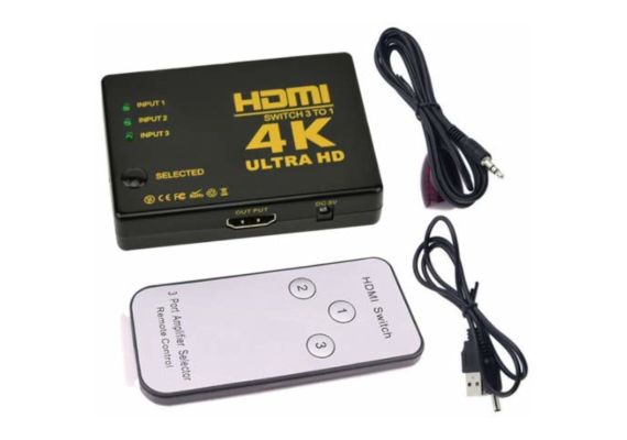 Osio HDVS-301 HDMI switch 3 σε 1, 4K με τηλεχειριστήριο και μάτι