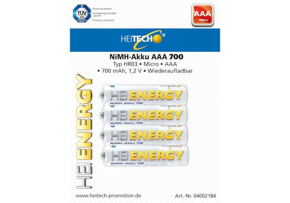Heitech 04002184 Επαναφορτιζόμενες μπαταρίες Ni-Mh 4 τμχ AAA 700 mAh 1.2 V