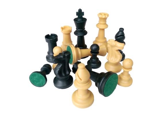 ​Πιόνια για σκάκι πλαστικά 77 mm 200 gr.  μαύρη και κρεμ Platinium Games 01.11.117