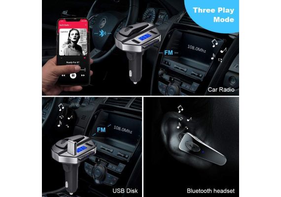 Πομπός Bluetooth USB MP3 Player, FM Transmitter, και Φορτιστής Αυτοκινήτου με Ακουστικό Hands-free