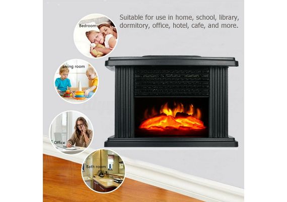 Mini Τζάκι Αερόθερμο με Εφέ Φλόγας–Flame Heater 1000W