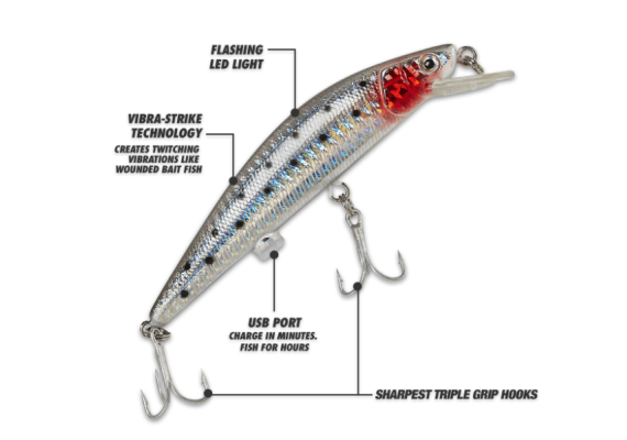 Επαναφορτιζόμενο Τεχνητό Δόλωμα Ψαράκι με Δόνηση και Φωτισμό LED