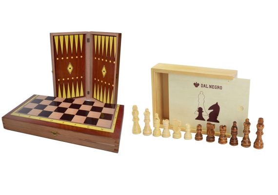 ​Τάβλι-Σκάκι ταξιδίου δίχρωμο οξιά 38Χ38cm με ξύλινα πιόνια 7,5cm SuperGifts 50130202848