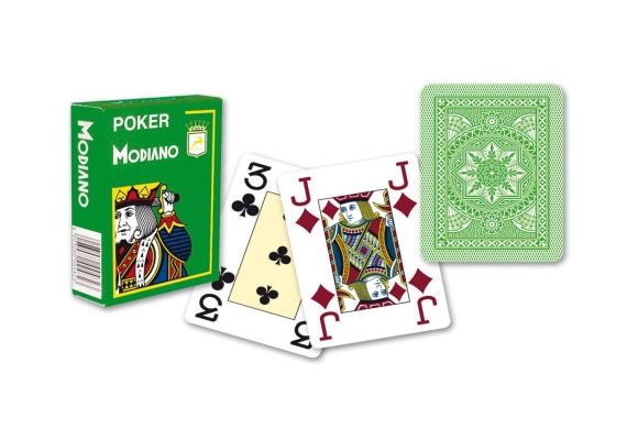 ​Τράπουλα 100% Πλαστική με μεγάλους αριθμούς πράσινη Texas Poker 4  big index Modiano