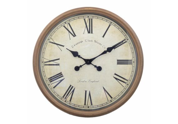 Vintage Πλαστικό στρογγυλό Ρολόι Τοίχου 50cm Brown 1173