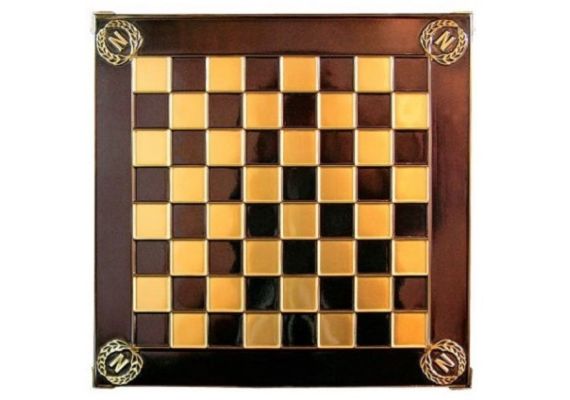 ​Σκακιέρα Μεταλλική Χάλκινη με Σμάλτο Ναπολέων 38x38cm Χειροποίητη Marinakis Bros