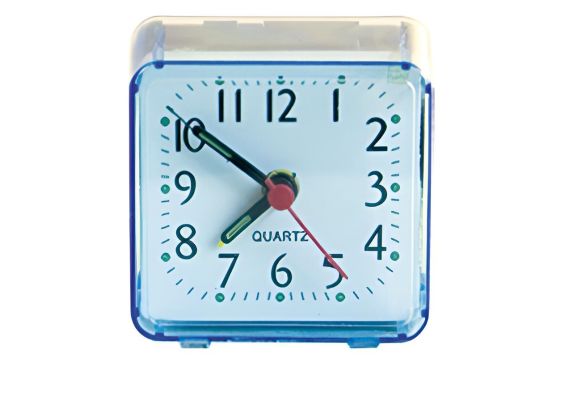 Επιτραπέζιο Αναλογικό Τετράγωνο Ρολόι-Ξυπνητήρι με μπαταρίες 6x5,5cm QUARTZ Μπλε