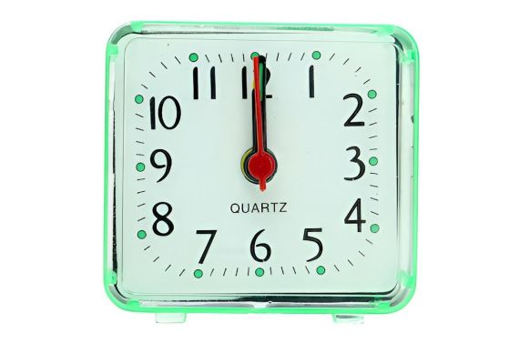 Επιτραπέζιο Αναλογικό Τετράγωνο Ρολόι-Ξυπνητήρι με μπαταρίες 6x5,5cm QUARTZ Πράσινο