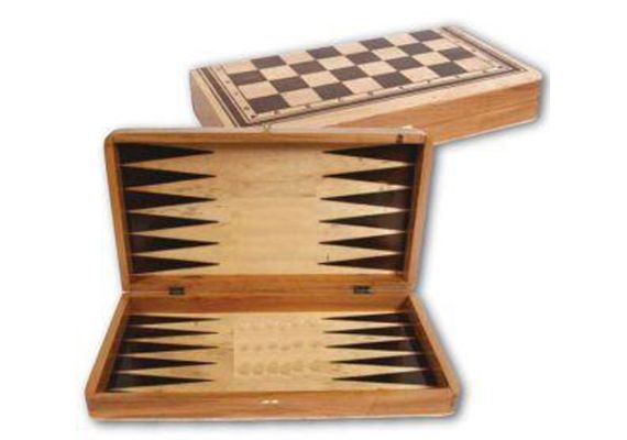 Τάβλι σκάκι ξύλινο 37x37 cm με πούλια και πιόνια