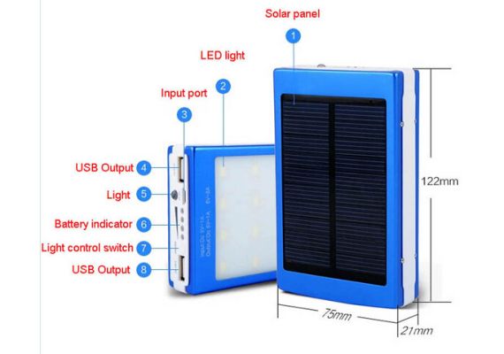 Power bank με ηλιακό φορτιστή και φακός 20 Led 38000 mAh OEM HY-708