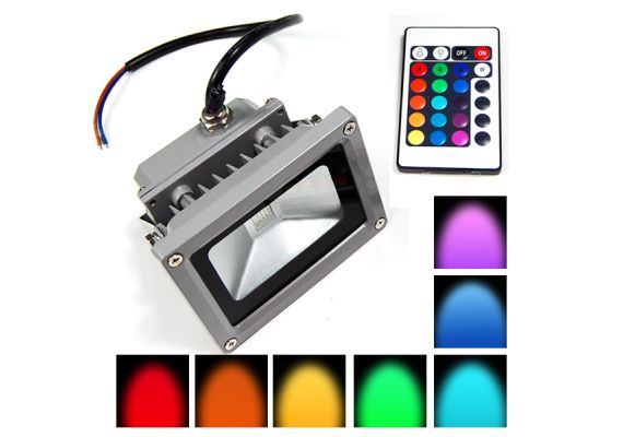 ​Προβολέας RGB LED 10W Αδιάβροχος με Τηλεχειρισμό & Εναλλασσόμενο Πολύχρωμο Φωτισμό OEM 4110