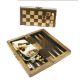 Ξύλινο Μαγνητικό Τάβλι & Σκάκι Καρυδιά Ταξιδιού 16 Χ 16 cm